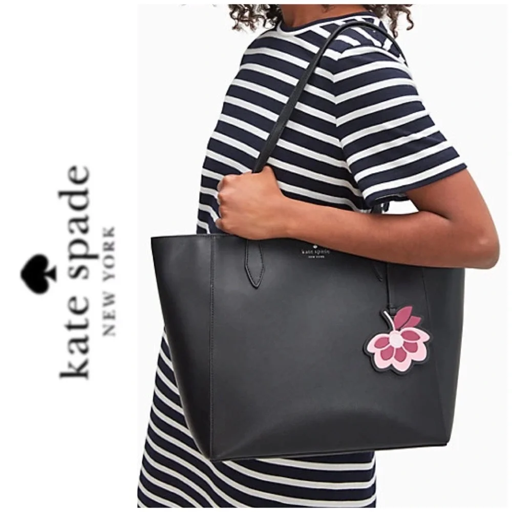 NWT Kate Spade Saffiano leather zip tote black - Picture 3 of 12